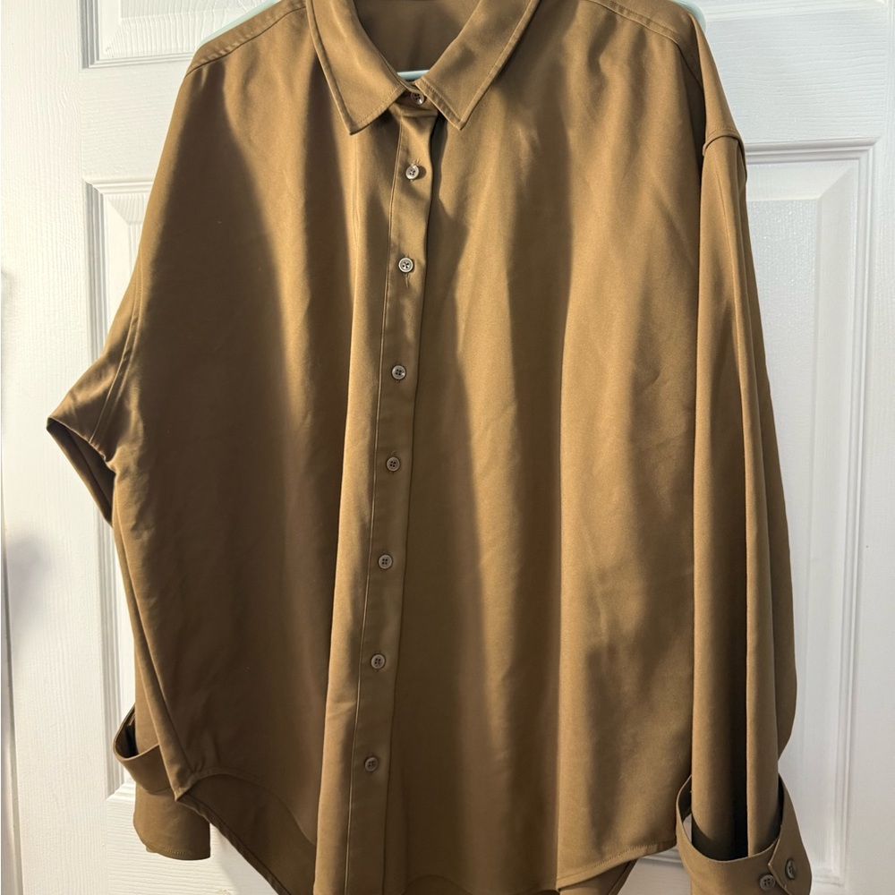 Good American brown button down size 5/6 (2x-3x)